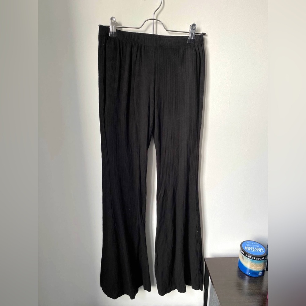Black textured flare festival pants, size S